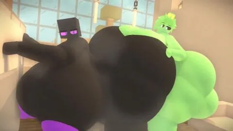 Enderman and Enderwoman (Minecraft) — 1Futa, 1Girls and Ass