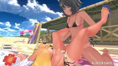 1Futa, 1Girls and Beach Futanari Scene