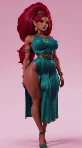 Urbosa (The Legend Of Zelda) — 1Girl, Ai Generated and Aqua Dress