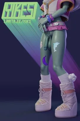 Alien, Alien Girl et scène de futanari avec érection