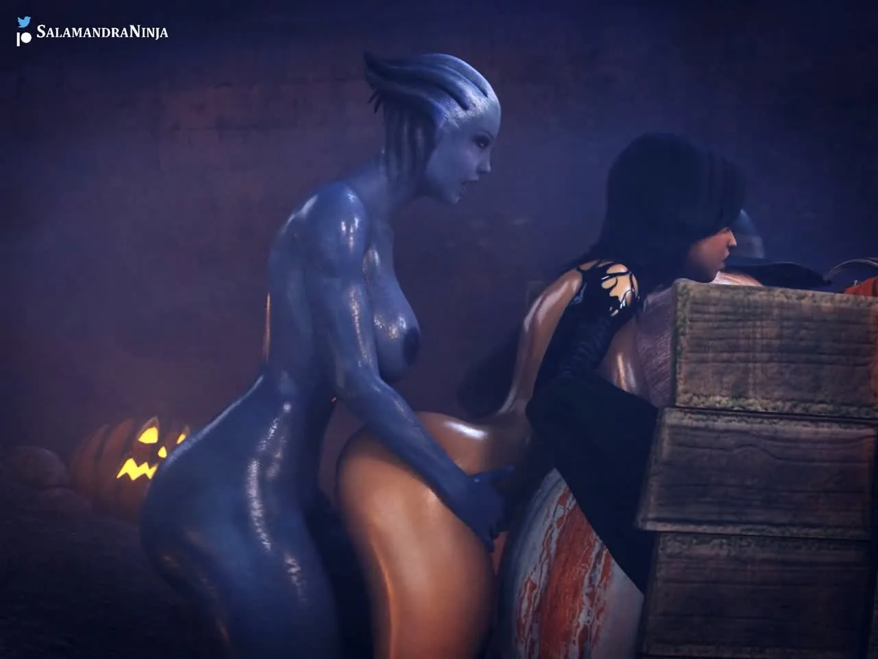 Liara & Miranda Halloween Fuck
