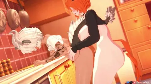 Virtual Youtuber Futanari Scene: 2Girls, Ass and Bent Over