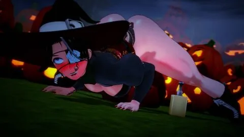 Halloween Futanari Scene: Eyepatch, Futa Only and Futanari