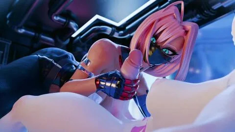 Cyberpunk 2077 Futanari Scene: 2Girls, Big Penis and Blue Eyes