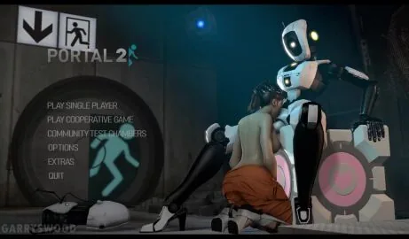 Chell and Glados (Portal (Series)) — 1Futa, 1Girls and Breasts