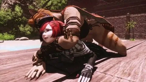 Hrothgar (Final Fantasy) — Anthro, Bottomless and Cat Ears