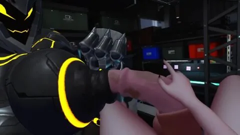 Virtual Youtuber Futanari Scene: 1Futa, Animal Genitalia On Humanoid and Big Breasts