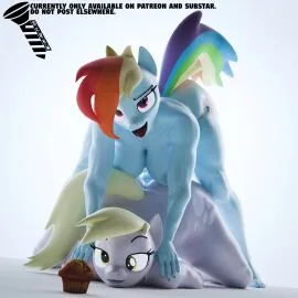 Derpy Hooves and Rainbow Dash (Friendship Is Magic) — Bent Over, Futa Only and Futanari