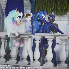 Princess Celestia and Princess Luna (Friendship Is Magic) — Ahe Gao, Ahegao Face and Balcony