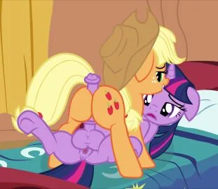 Applejack and Twilight Sparkle (Hasbro) — Anus, Ass and Ball Slap