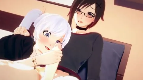 Blake Belladonna and Emerald Sustrai (Rwby) — 1Futa, 7Girls and Bedroom