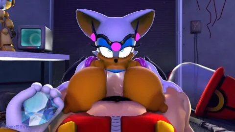 Dr. Eggman and Rouge The Bat (Sonic (Series)) — 1Futa, 1Girl and Big Breasts