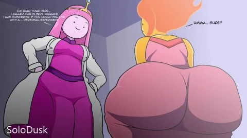 Flame Princess and Princess Bubblegum (Adventure Time) — 1Futa, 1Girls and Anus