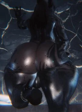 Hyur and Viera (Final Fantasy) — Breasts, Brown Hair and Cockslap