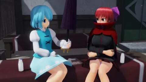 Kogasa Tatara and Sekibanki (Touhou) — 1Futa, 2Girls and Autofellatio