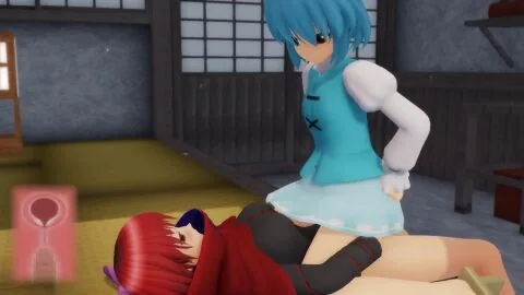 Kogasa Tatara and Sekibanki (Touhou) — 1Futa, 2Girls and Autofellatio
