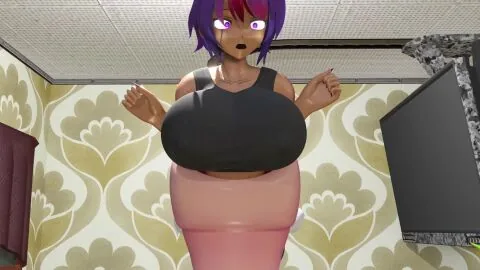 1Female, 1Futa and Breast Expansion Futanari Scene