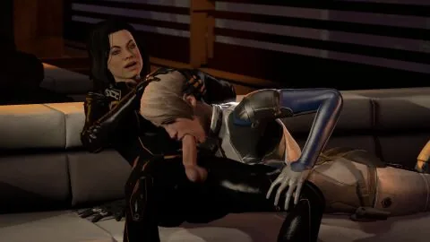 Cora Harper and Miranda Lawson (Mass Effect) — 1Futa, 1Girls and Black Hair