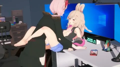 Hololive Futanari Scene: 1Futa, 1Girls and Animal Ears