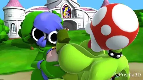Piranha Plant and Shy Gal (Mario (Series)) — 1Futa, 1Girls and Big Breasts