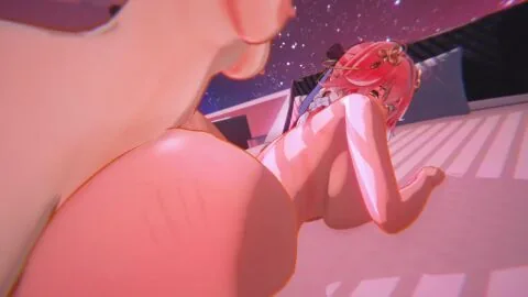 Bedroom, Bouncing Ass and Bouncing Breasts Futanari Scene